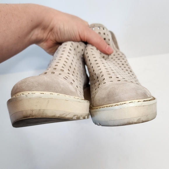 Cecelia New York Taupe Georgie Cut Out Low Perforated Wedge Ankle Booties 9 - Picture 9 of 9
